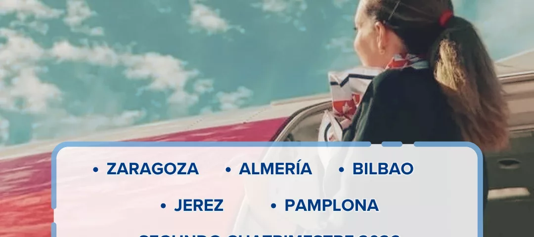 ¡Últimas plazas! Curso de azafata en Zaragoza, Almería, Bilbao, Jerez y Pamplona. Segundo cuatrimestre 2026