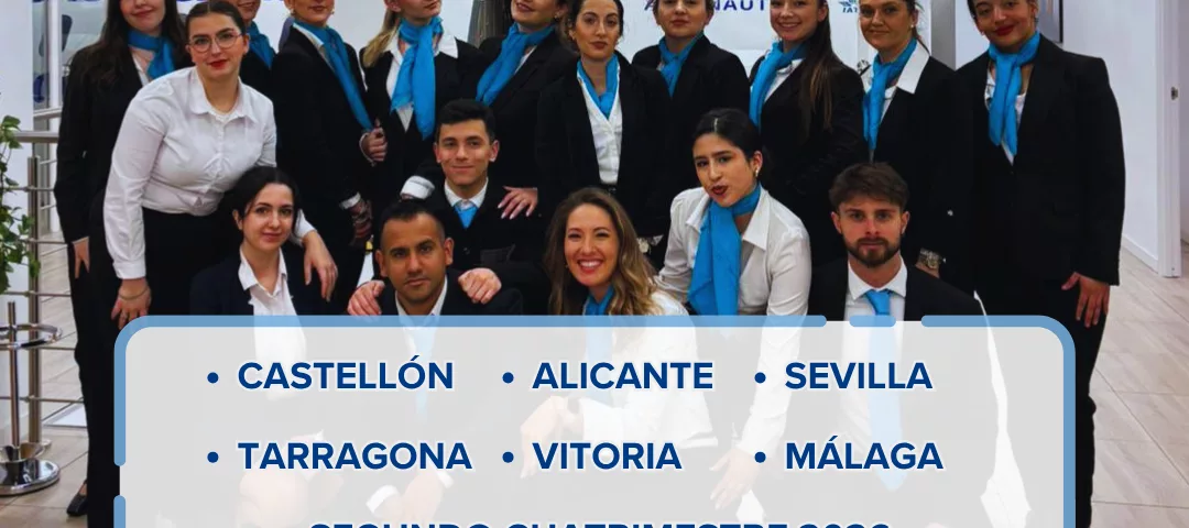 ¡Últimas plazas! Descubre dónde estudiar para azafata de vuelo en 2026 Cursos TCP en Castellón, Tarragona, Sevilla, Alicante, Vitoria y Málaga.