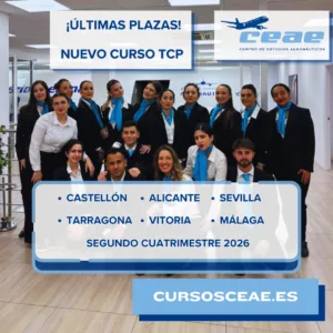 ¡Últimas plazas! Descubre dónde estudiar para azafata de vuelo en 2026 Cursos TCP en Castellón, Tarragona, Sevilla, Alicante, Vitoria y Málaga.